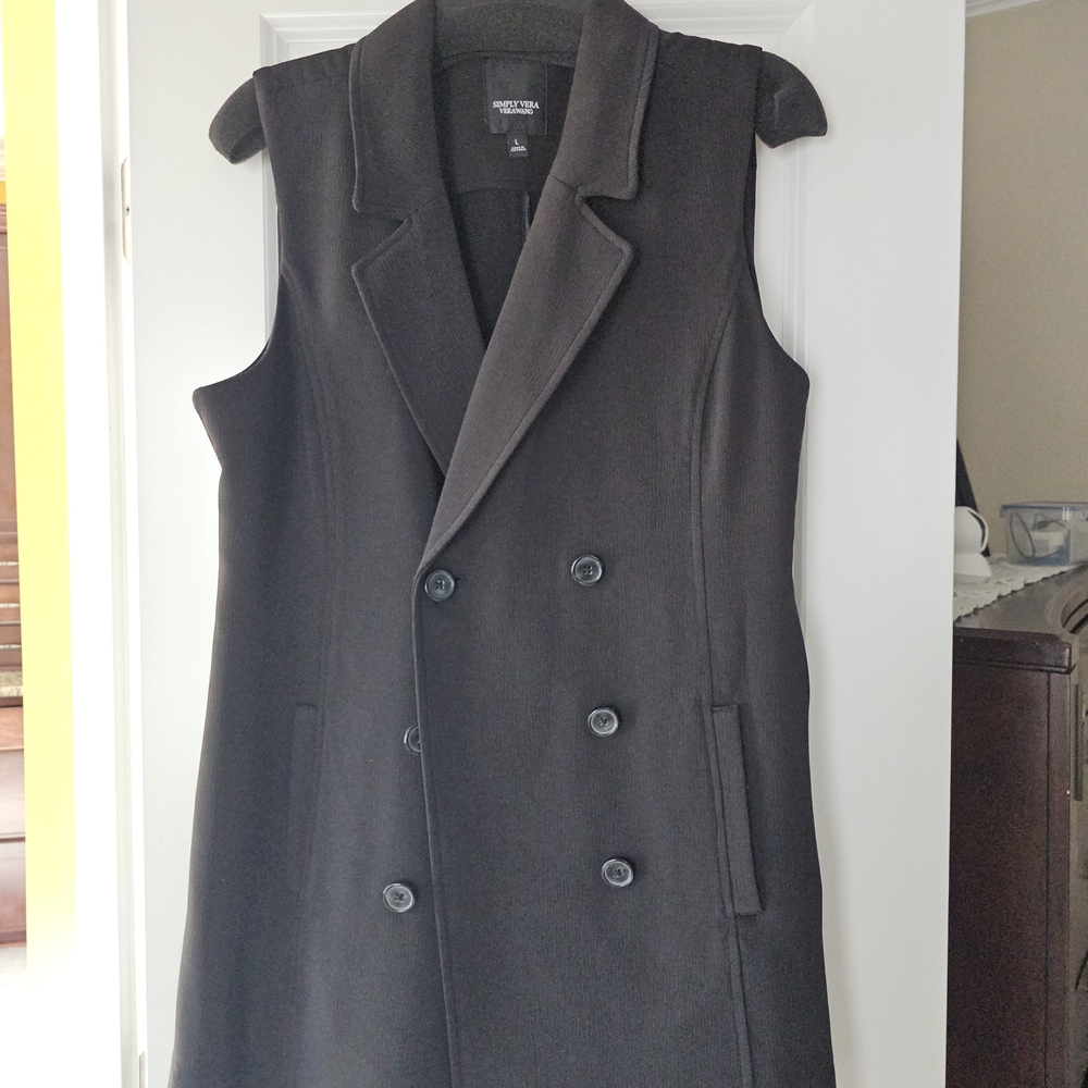 Simply Vera Vera Wang Charcoal Double-Breasted Vest